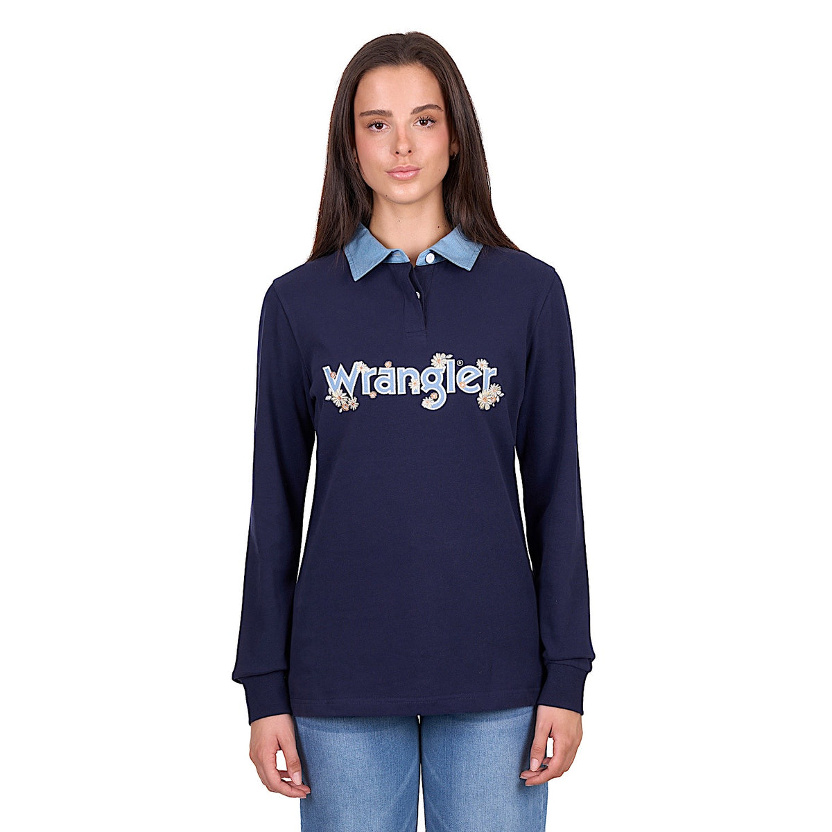 Wrangler Women’s Brooke Rugby - Navy/Light Blue