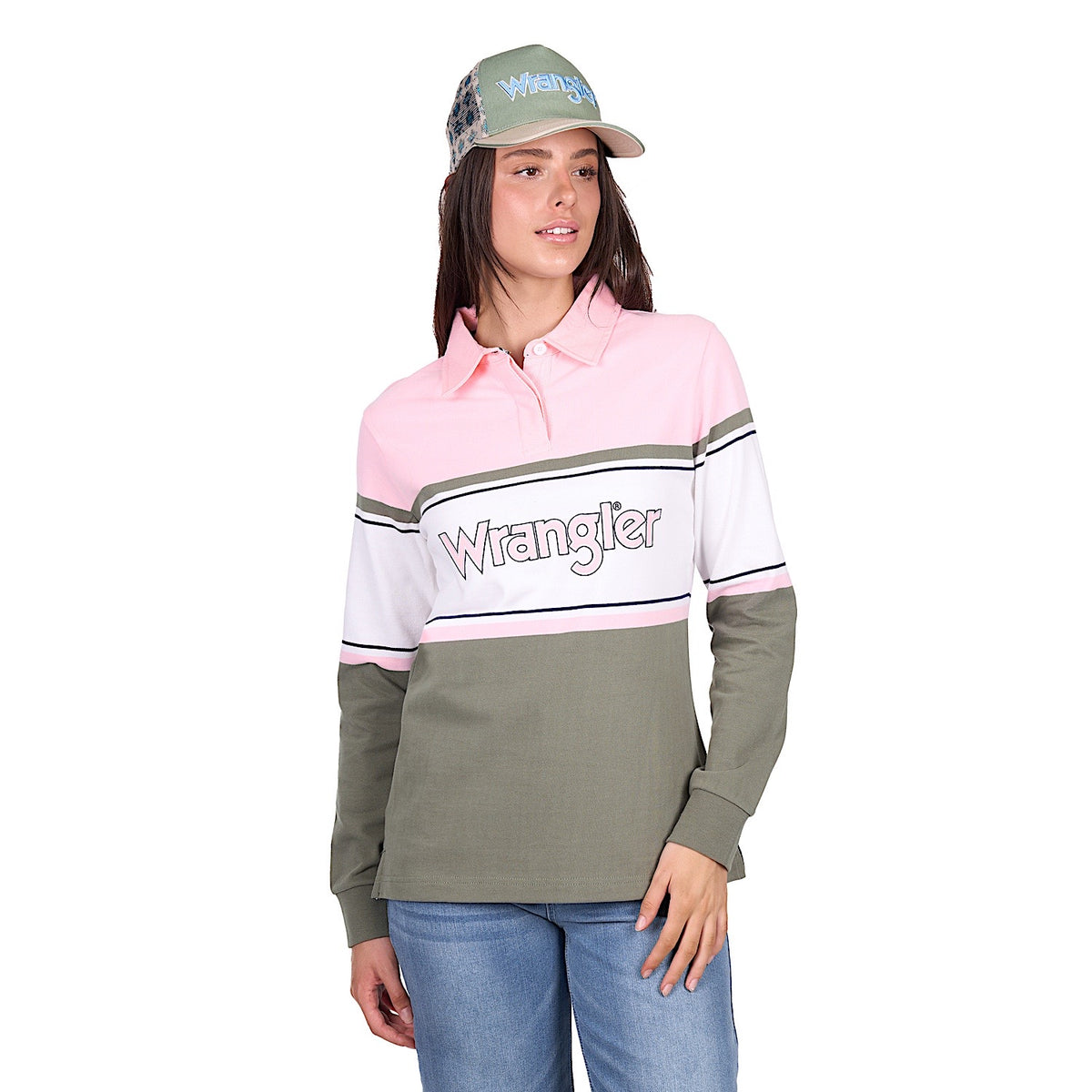 Wrangler Women’s Luella Rugby - Green/Pink
