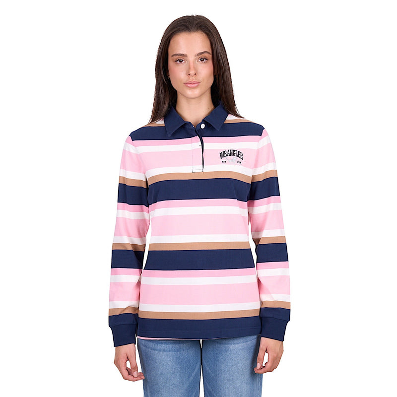 Wrangler Women’s Hollie Rugby - Pink/Navy