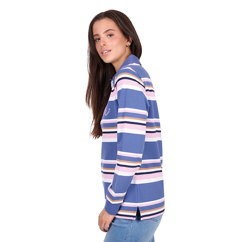 Wrangler Women’s Easton Stripe Rugby - Blue/Pink