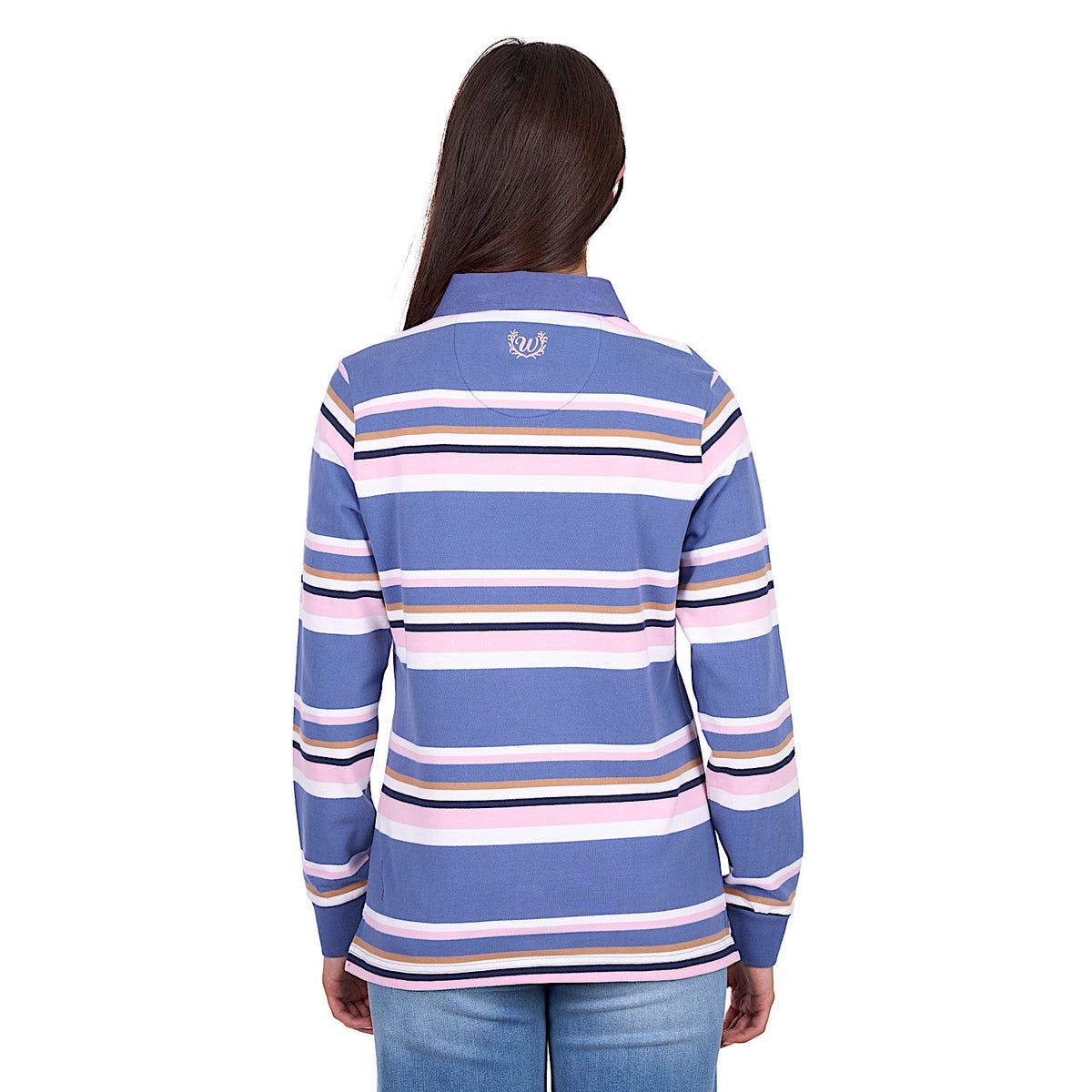 Wrangler Women’s Easton Stripe Rugby - Blue/Pink