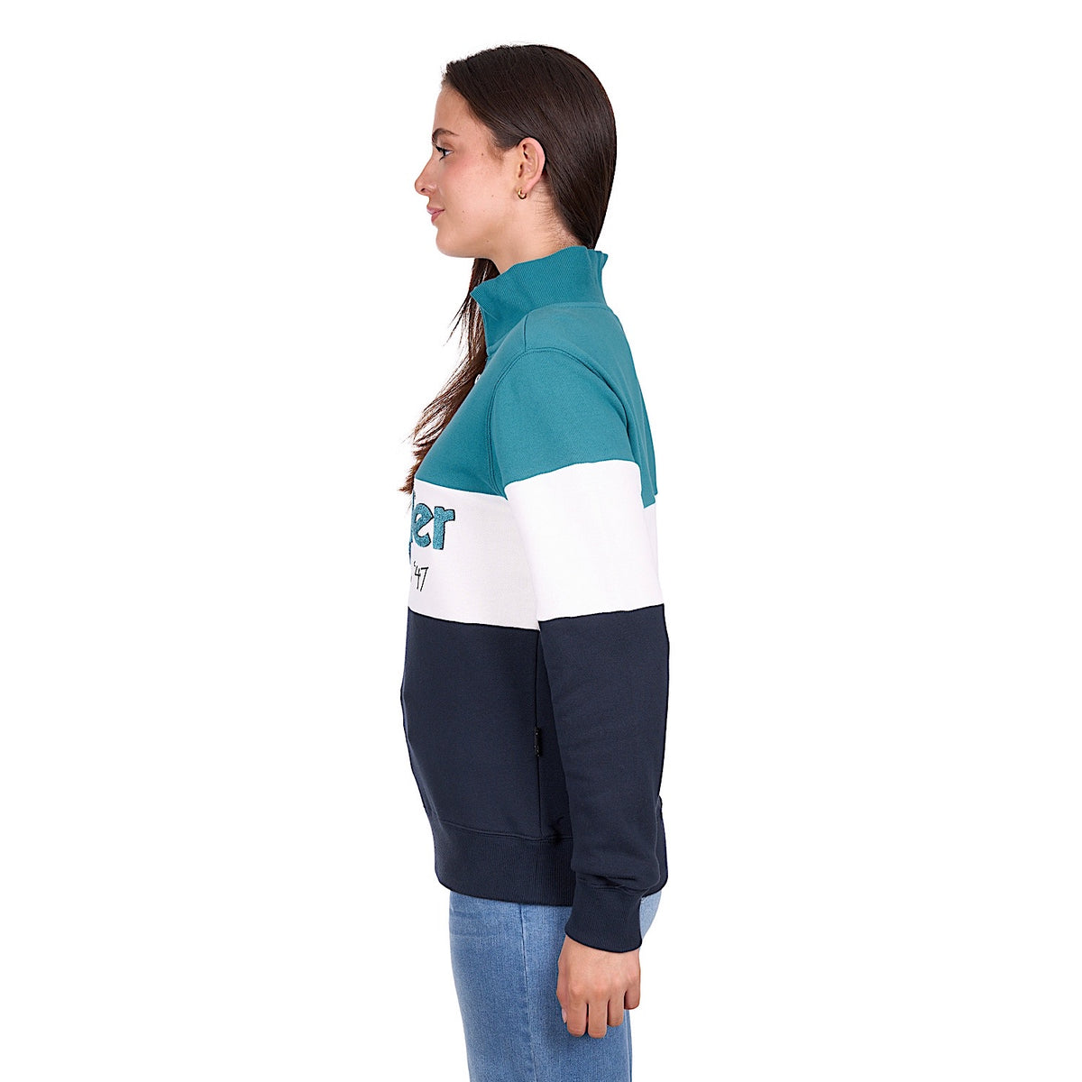 Wrangler Women’s Dana 1/4 Zip Pullover - Navy/Teal