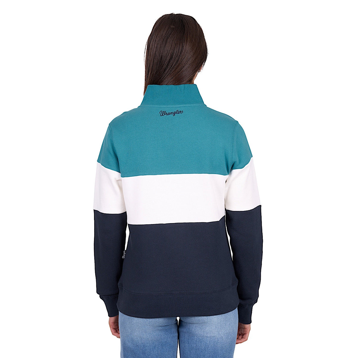 Wrangler Women’s Dana 1/4 Zip Pullover - Navy/Teal