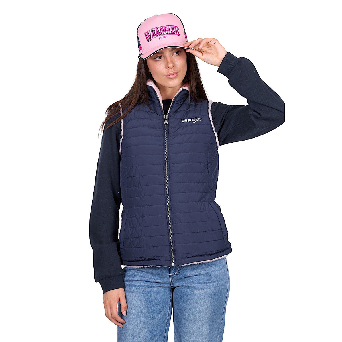 Wrangler Women’s Marta Reversible Vest - Navy/Pink