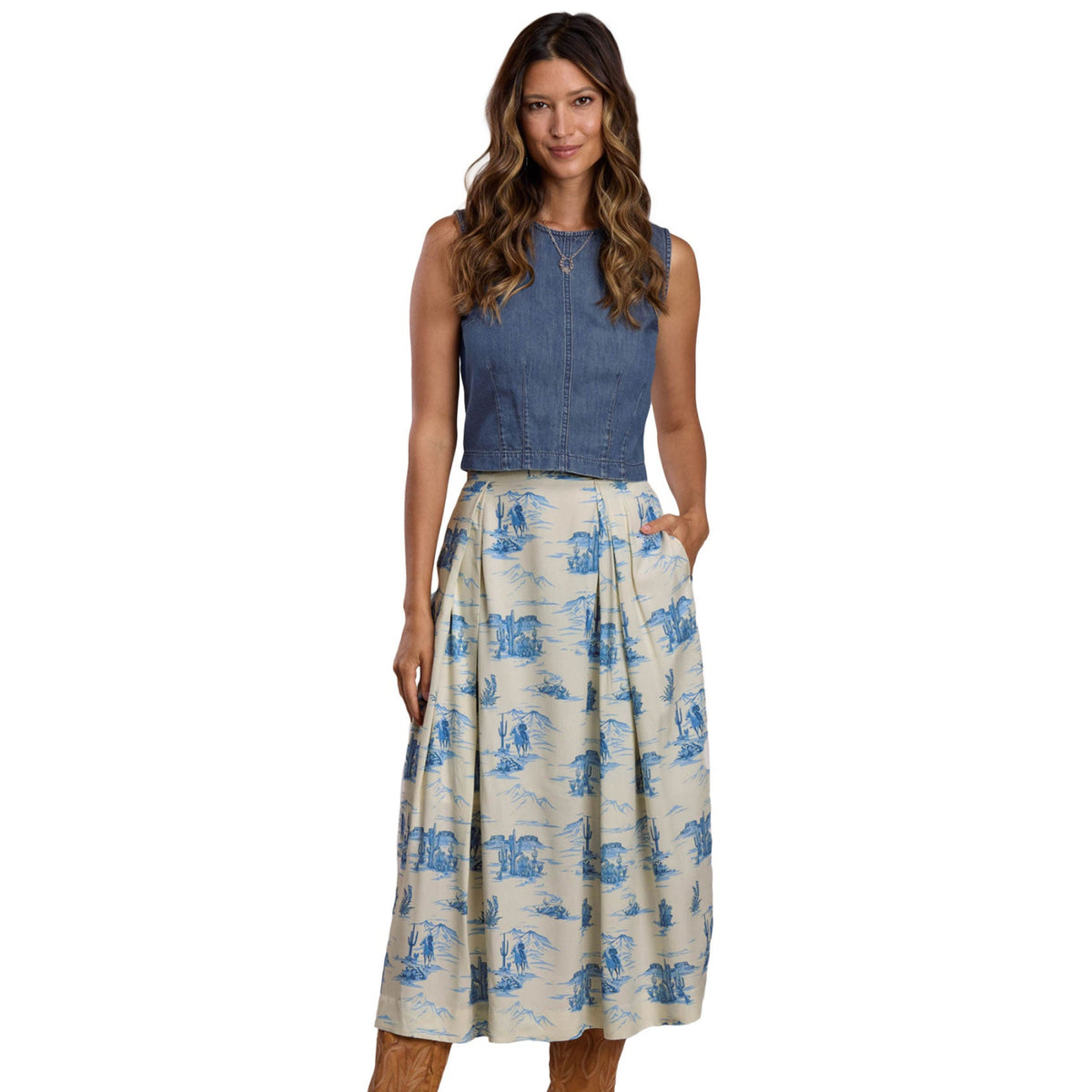 Stetson Women's Indigo Trail Skirt - White / Blue