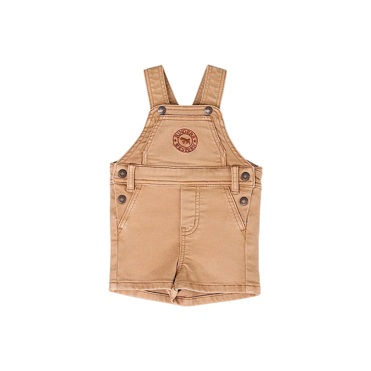 Ringers Western Babies Barnyard Buddy Shorts Overalls - Dark Sand