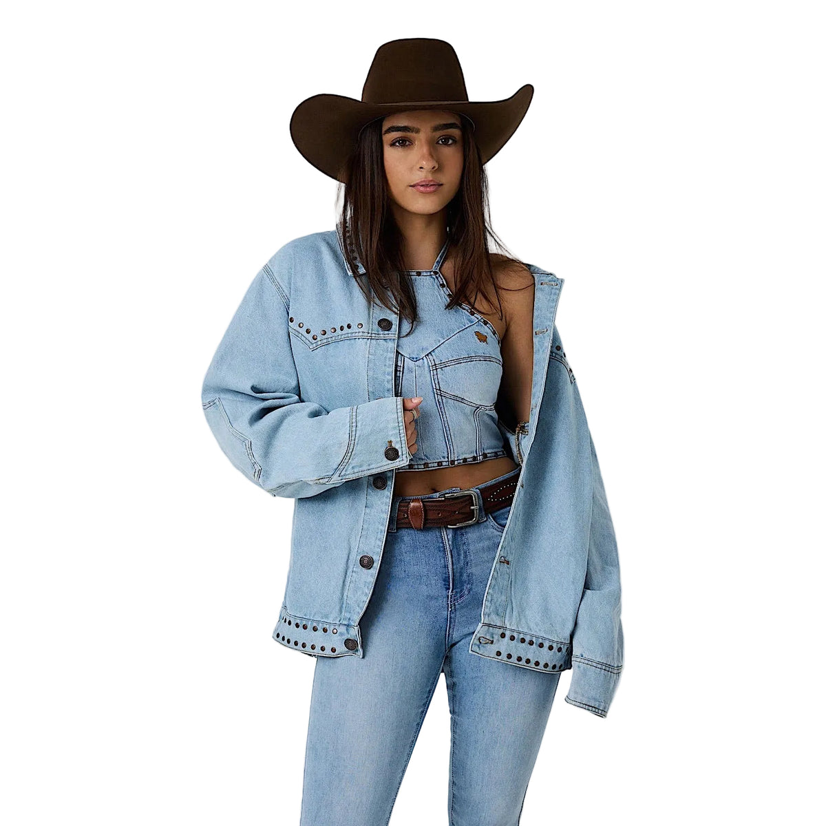 Ringers Westerm El Rancho Unisex Western Bomber Jacket - Vintage Light Blue