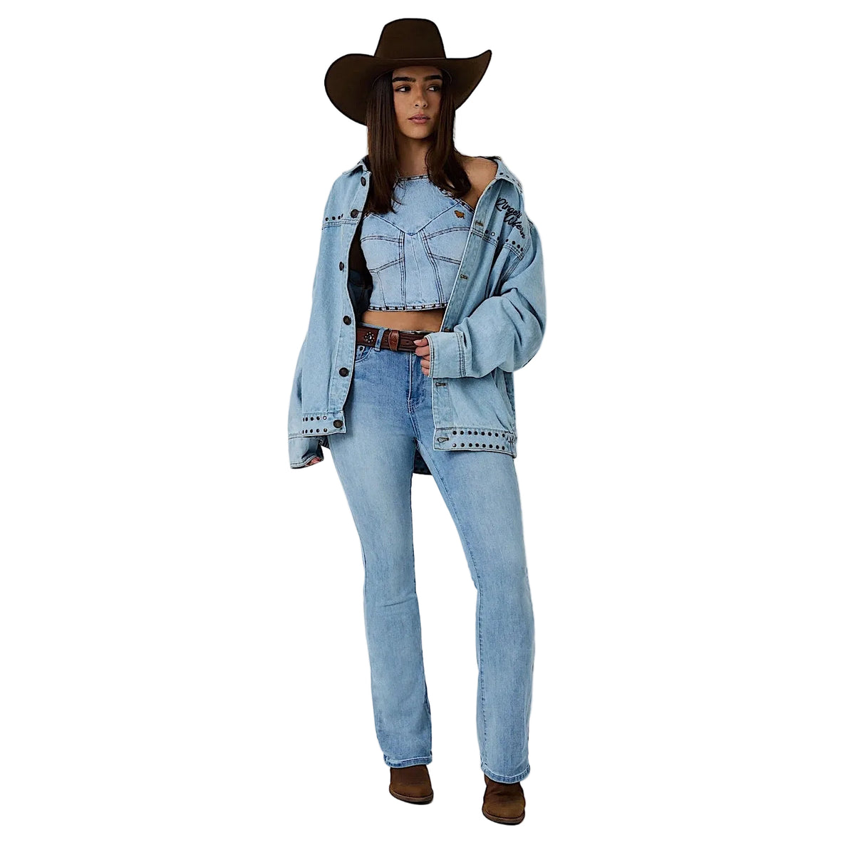 Ringers Westerm El Rancho Unisex Western Bomber Jacket - Vintage Light Blue