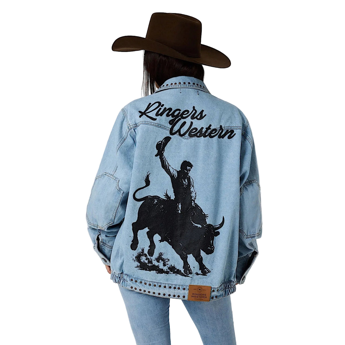 Ringers Westerm El Rancho Unisex Western Bomber Jacket - Vintage Light Blue