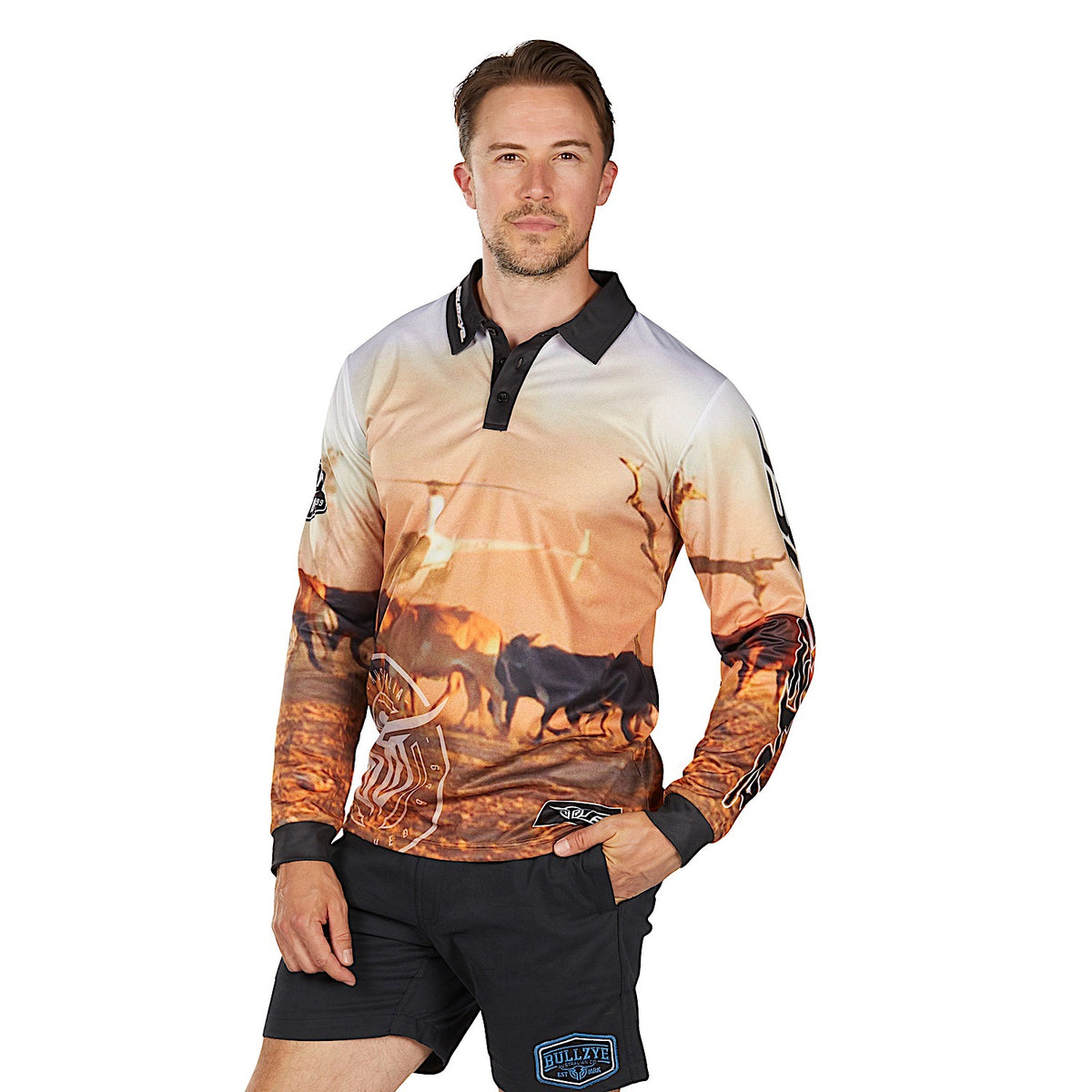 Bullzye Men’s Helicopter Long Sleeve T Shirt - Multi