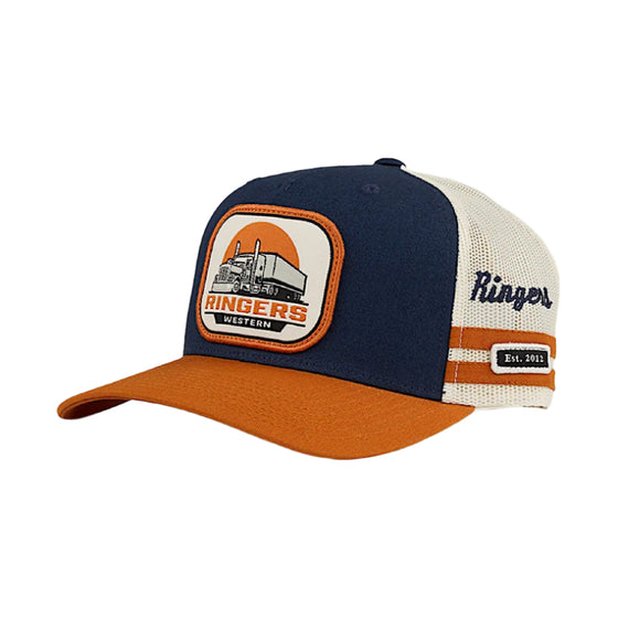 Ringers Western Big Rig Trucker Cap - Navy / Burnt Orange