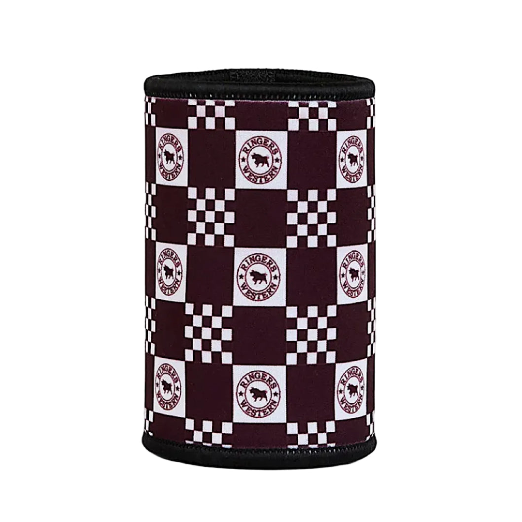 Ringers Western RW Check Stubby Cooler - Burgundy