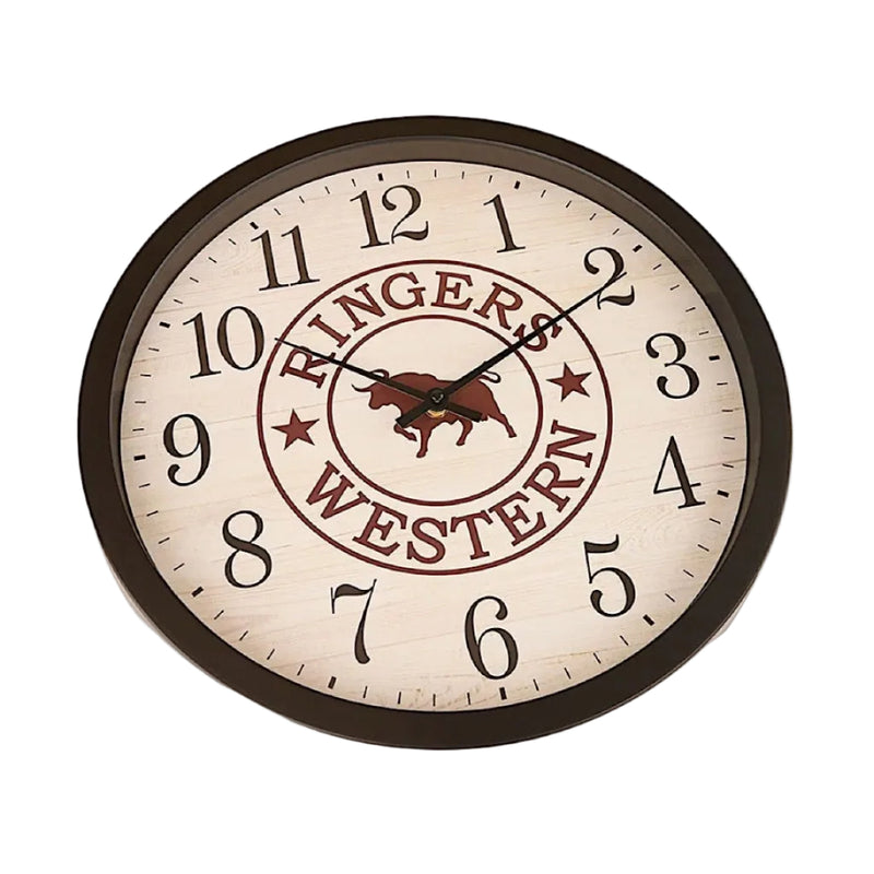 Ringers Western On Time Is Late 16’’ Wall Clock - Antique