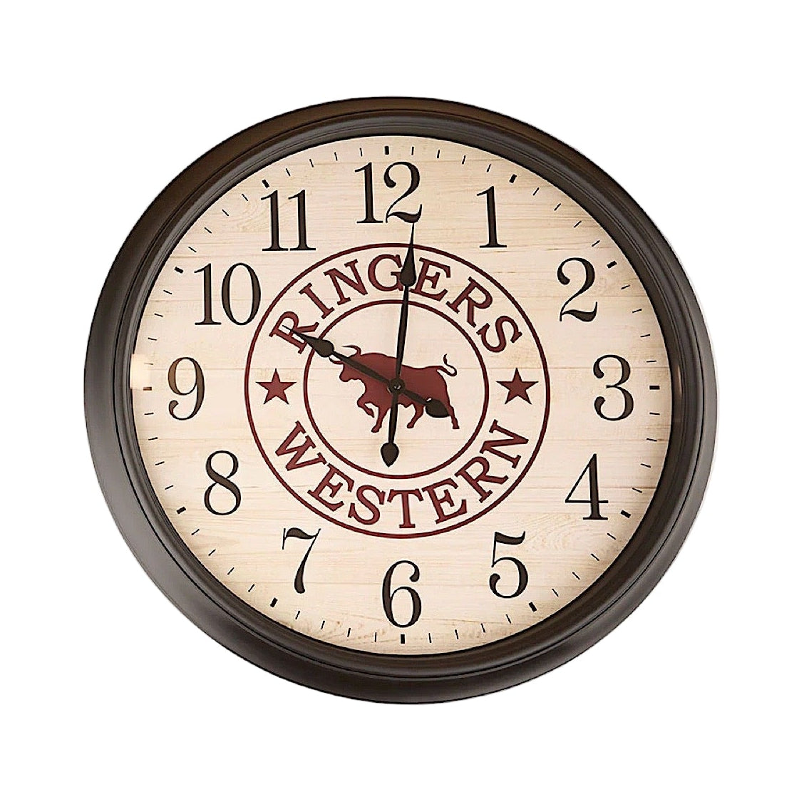 Ringers Western On Time Is Late 30’’ Wall Clock - Antique