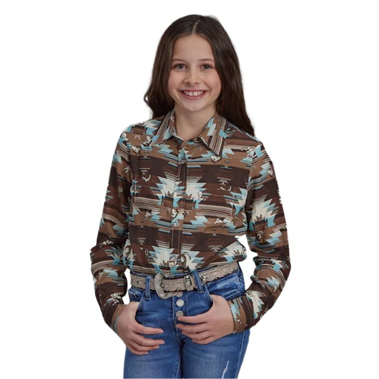 Roper Girl's Five Star Collection Shirt - Aztec Print