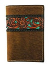 Roper Wallet - Tri-Fold Tooled Leather Tan