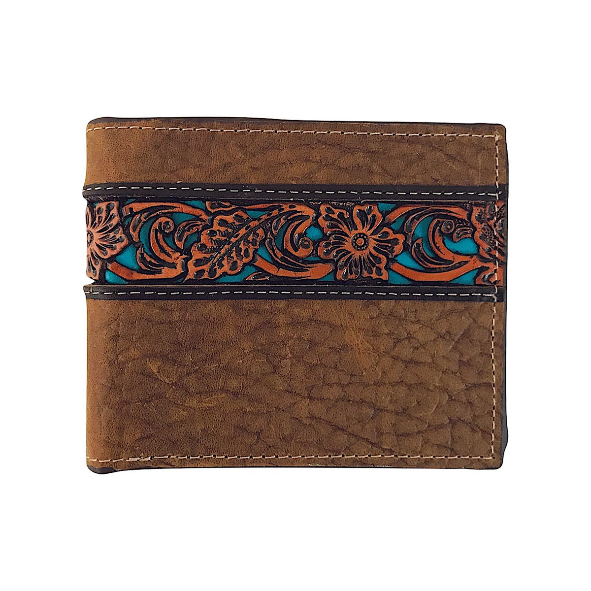 Roper Wallet - Bi-Fold Tooled Leather Tan