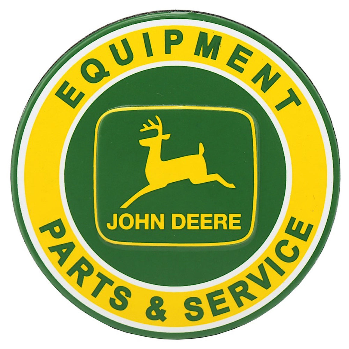 John Deere Equipment Parts & Service Round Embossed Metal Magnet 6.35cm Diameter