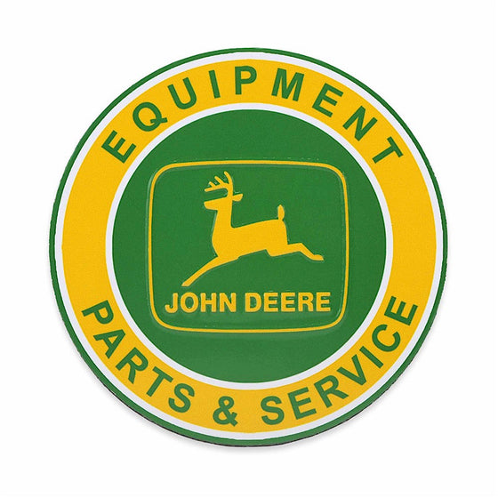 John Deere Equipment Parts & Service Round Embossed Metal Magnet