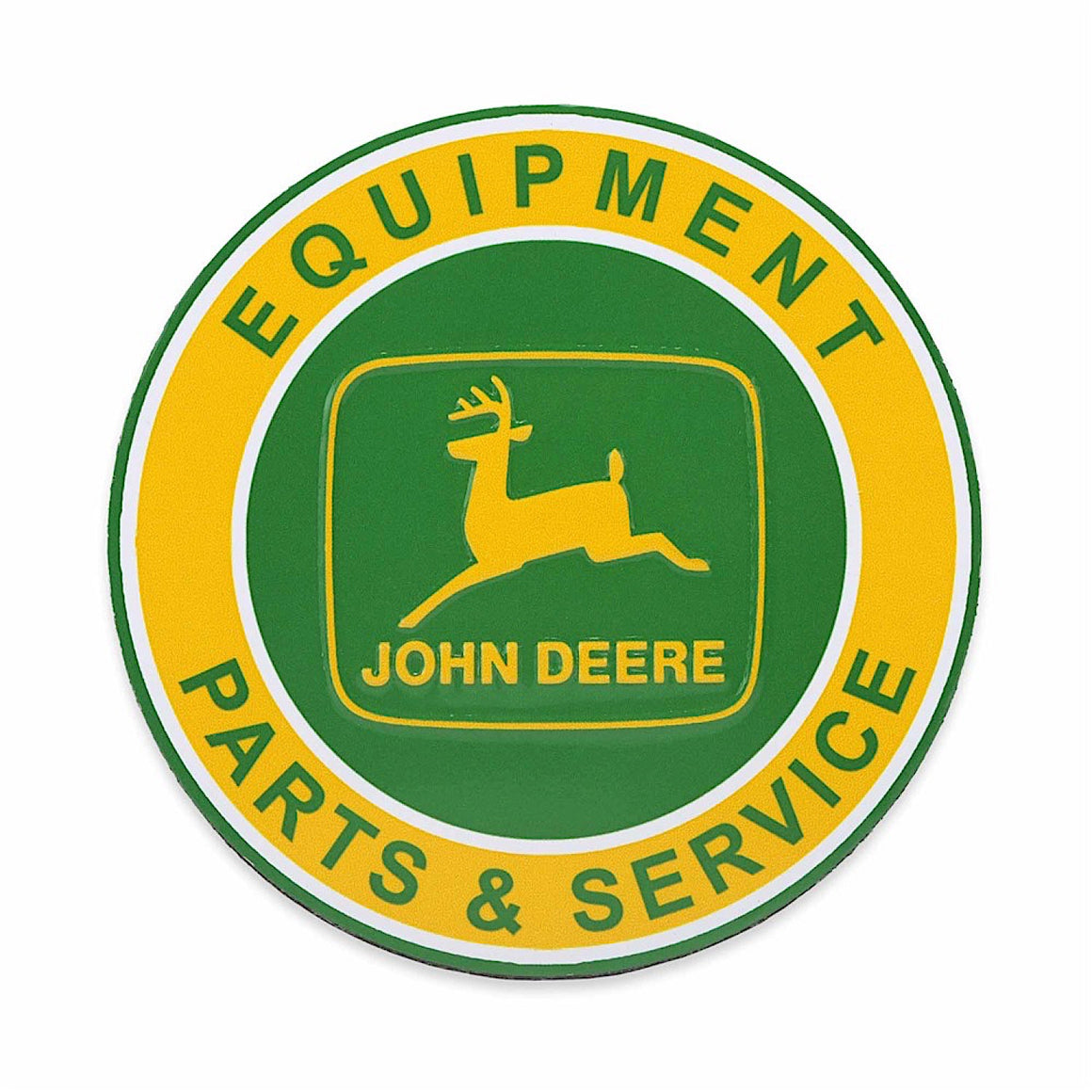 John Deere Equipment Parts & Service Round Embossed Metal Magnet 15cm Diameter