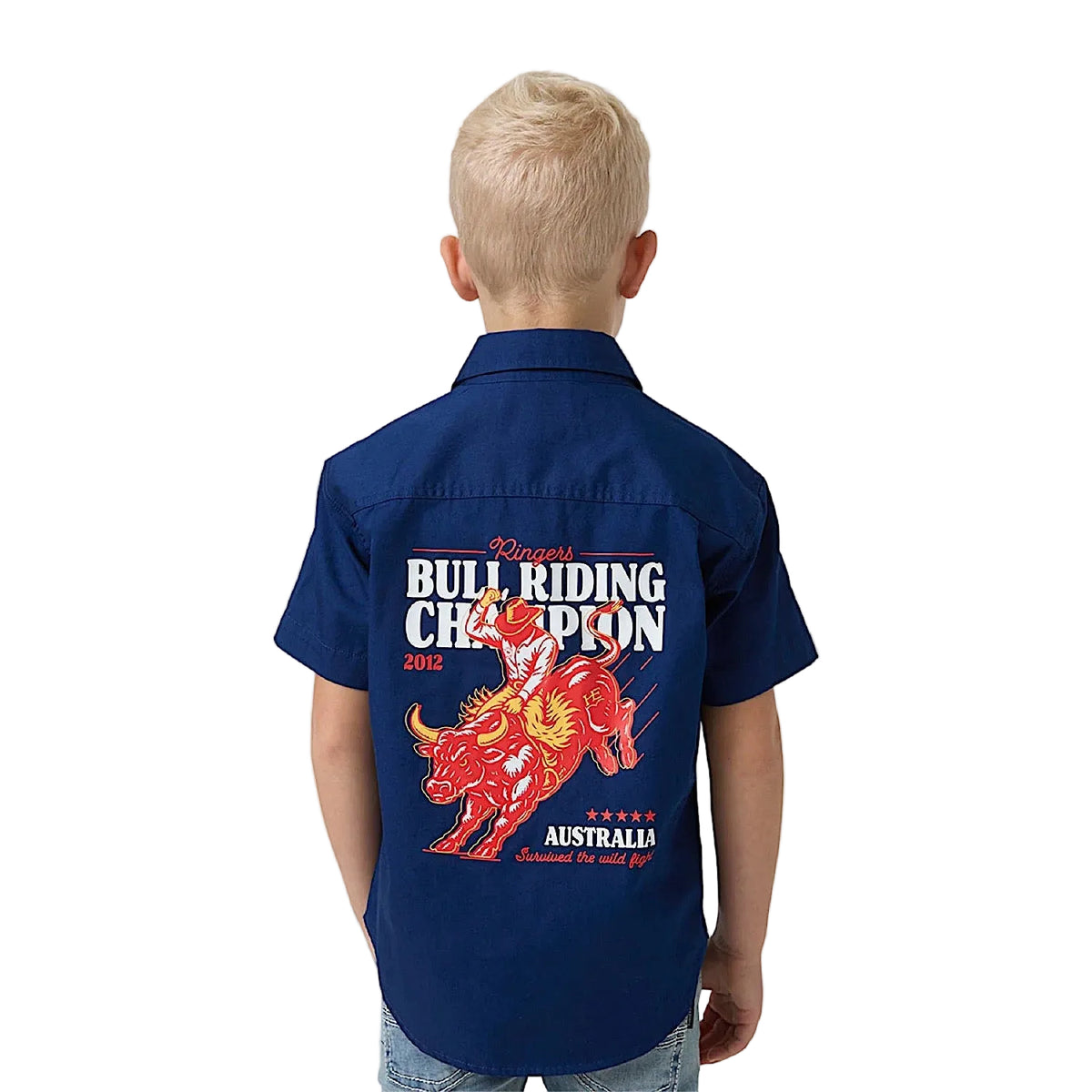 Ringers Western Boys The Champion Short Sleeve Work Shirt - Navy
