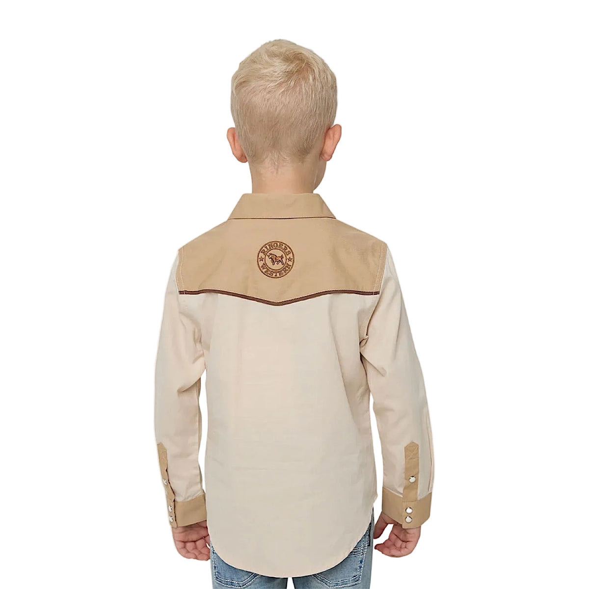 Ringers Western Boys Beau Western Shirt - Beige/Dark Sand