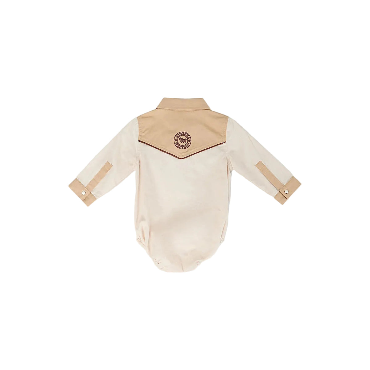 Ringers Western Babies Beau Western Shirt Romper - Dark Sand/Tan