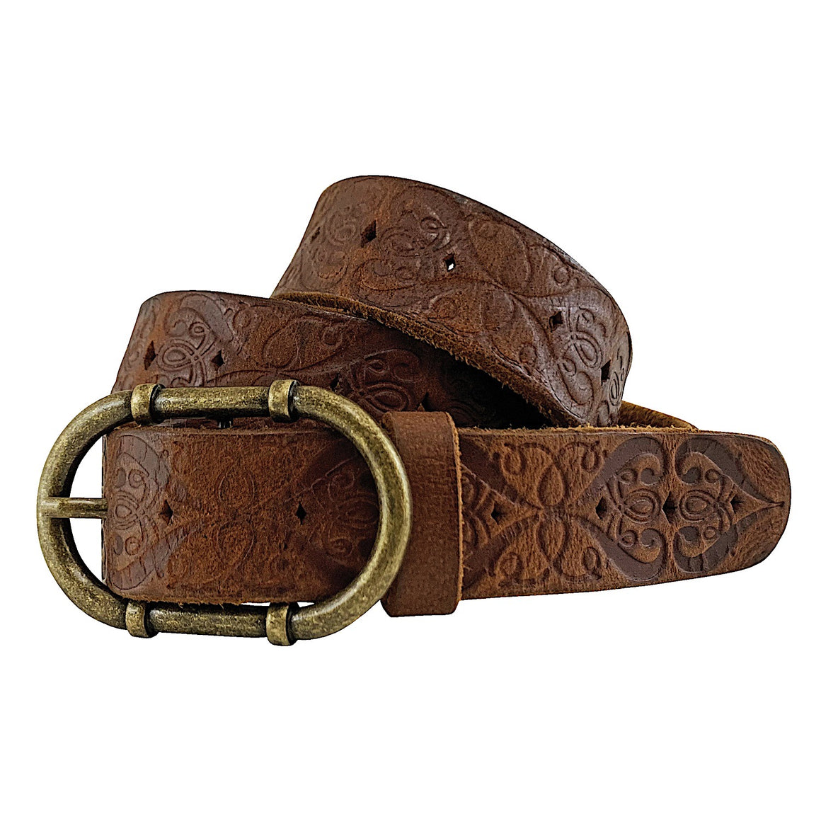 Roper Women's Belt Distressed Bridle Embossed Leather Brown