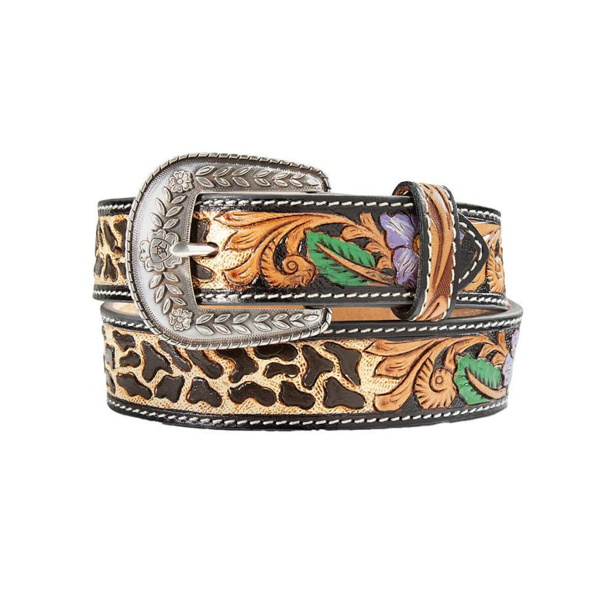 Ariat Kid's Belt - Cheetah Print Flower / Brown Multicolour