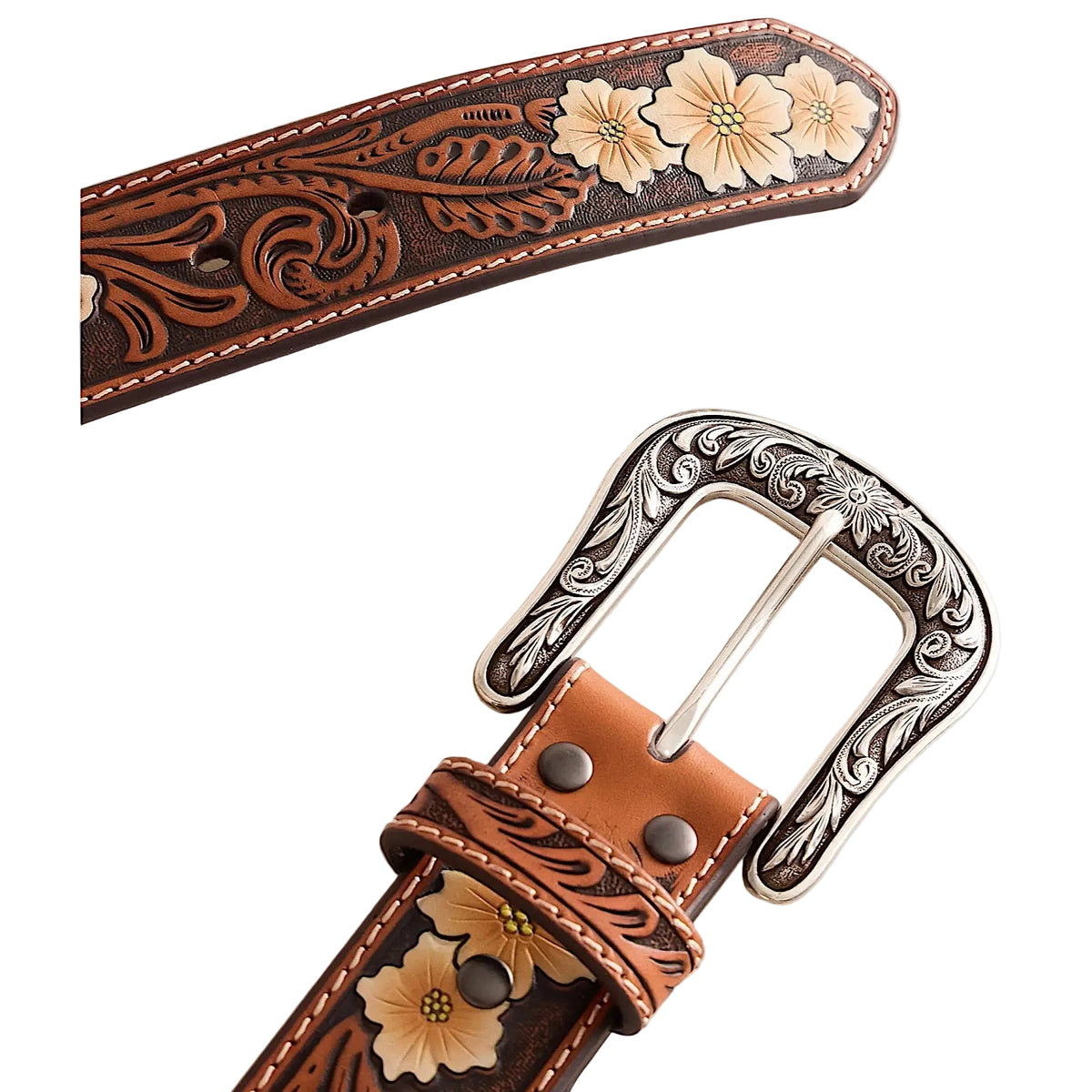 Ariat Women's Trifold Shield Belt - Floral Brown