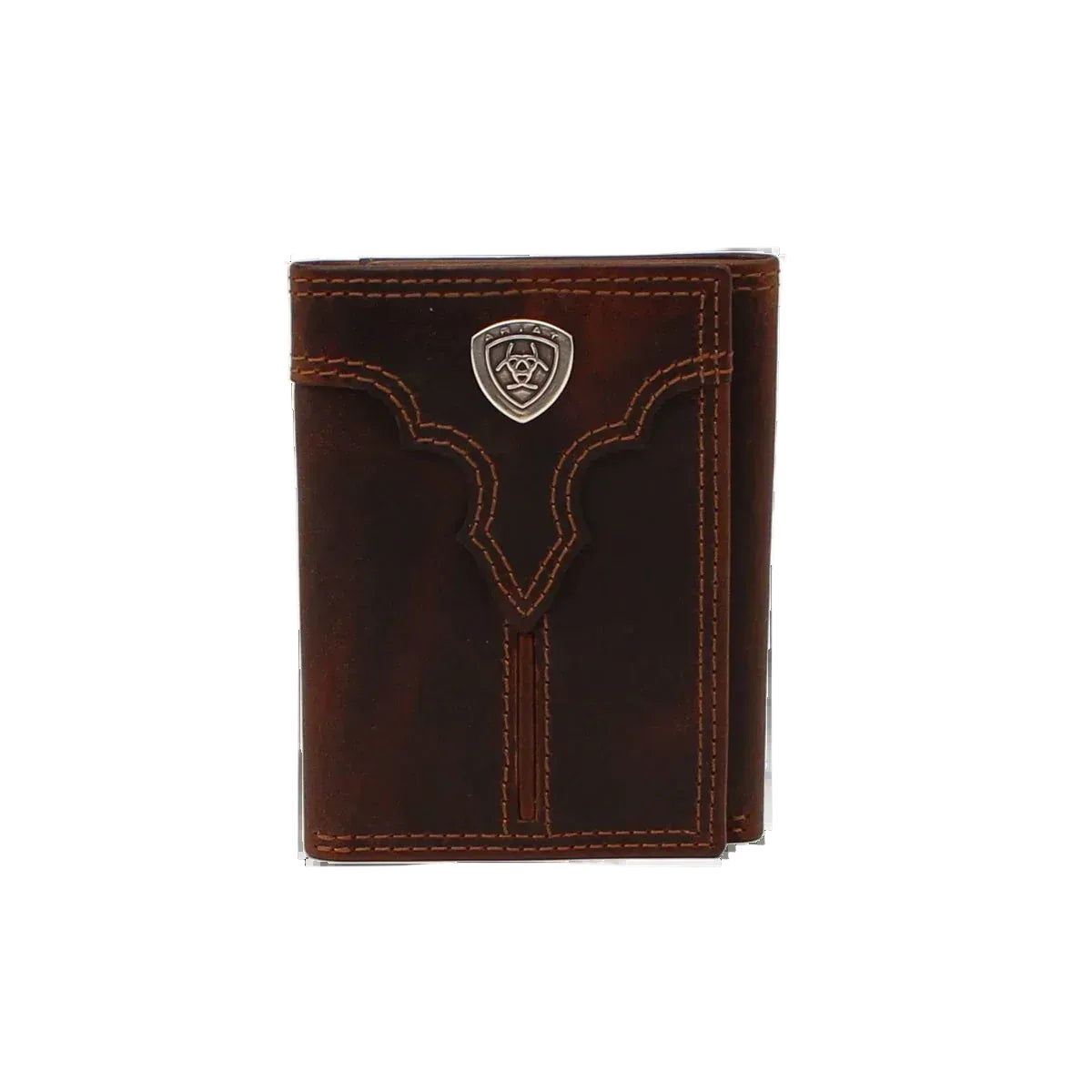 Ariat Contrast Stitch Shield Trifold Wallet - Brown