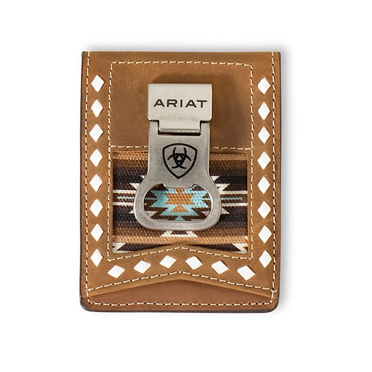Ariat Bifold Money Clip Wallet Southwest Diamond Lace - Brown