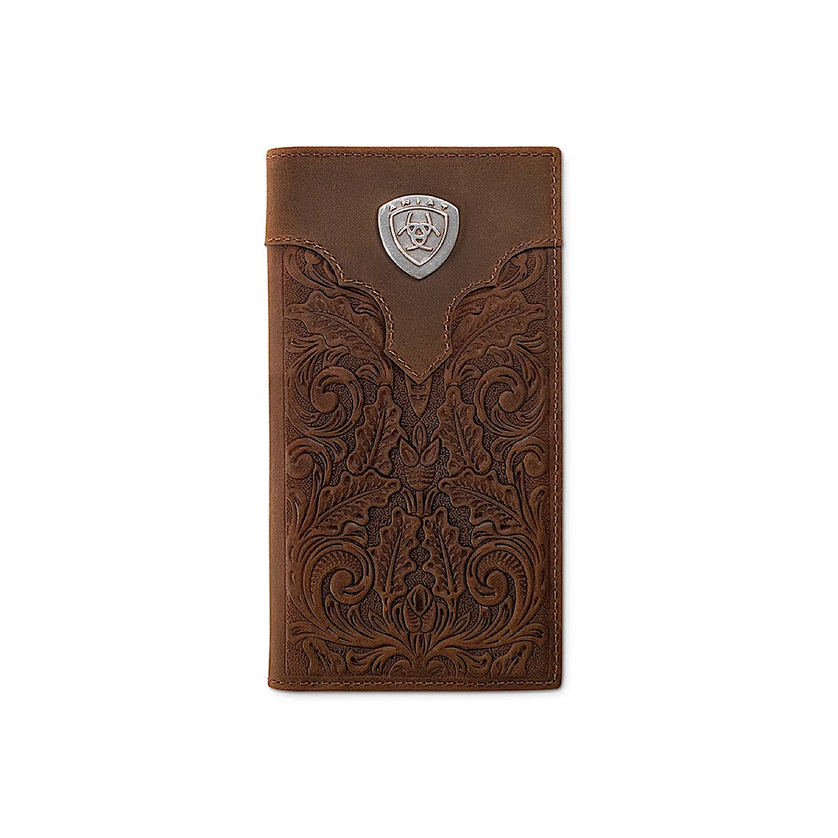 Ariat Overlay Embossed Rodeo Wallet - Medium Brown