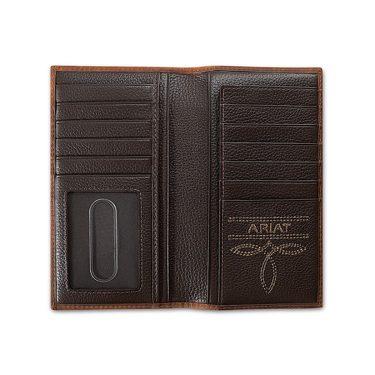 Ariat Overlay Embossed Rodeo Wallet - Medium Brown