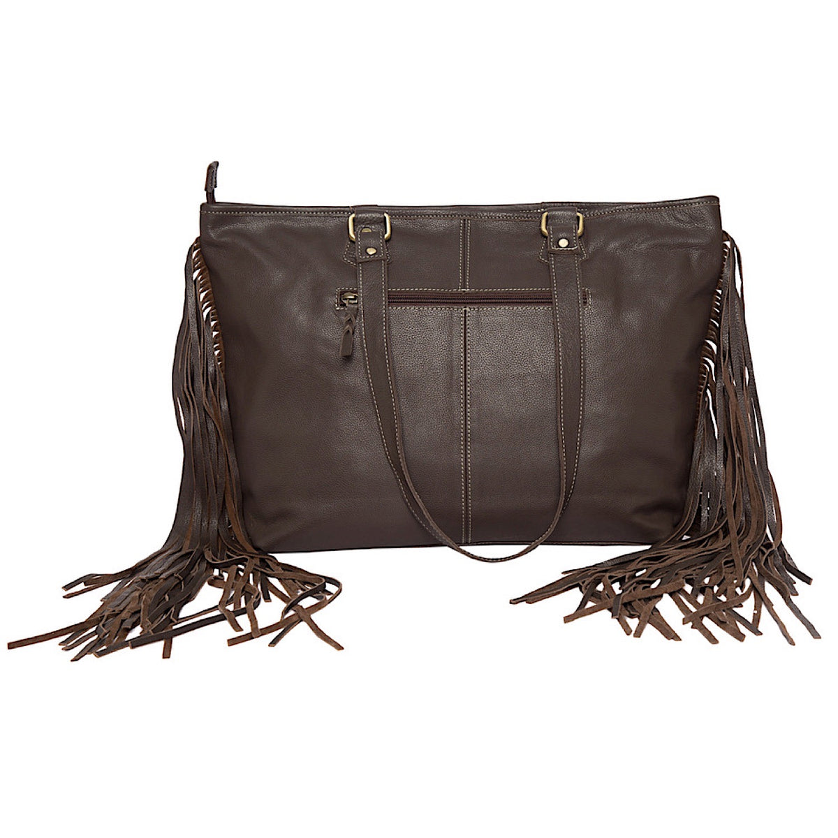 The Design Edge Women’s Big Fringed Cowhide Bag Langford - Black & White Hairon