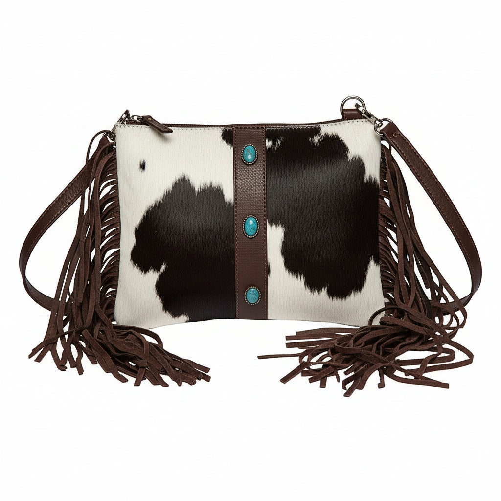 The Design Edge Women’s Cowhide Clutch Bag Mornington - Brown & White Hairon