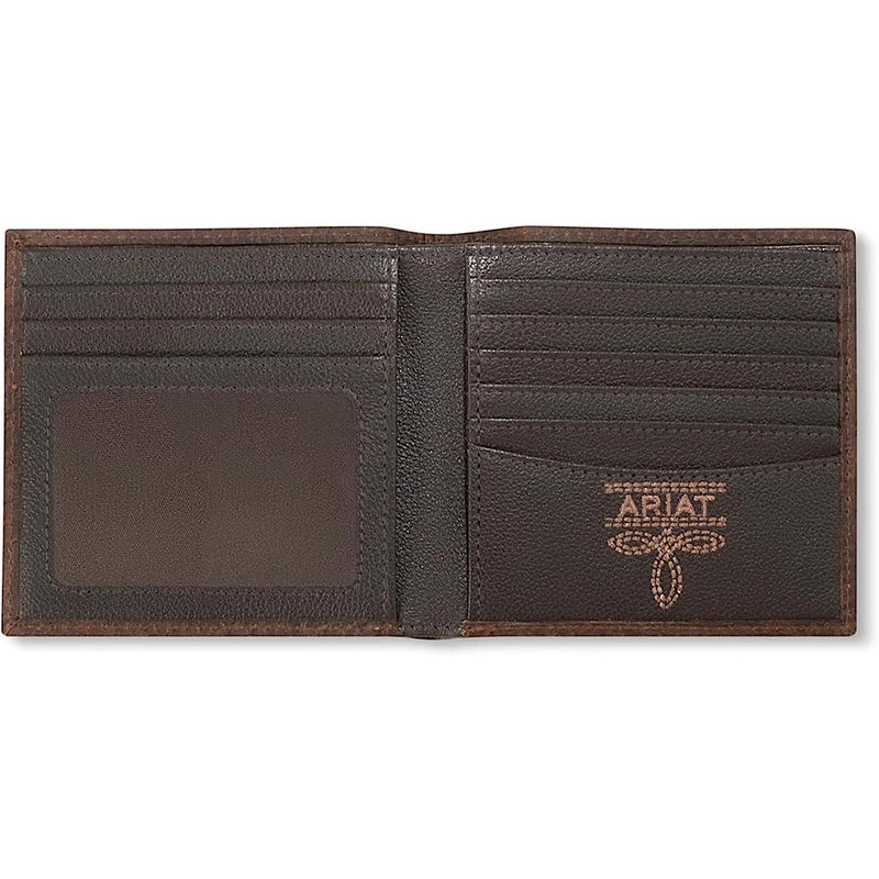 Ariat Men’s Large Bifold Style Wallet Bug Stitch - Brown