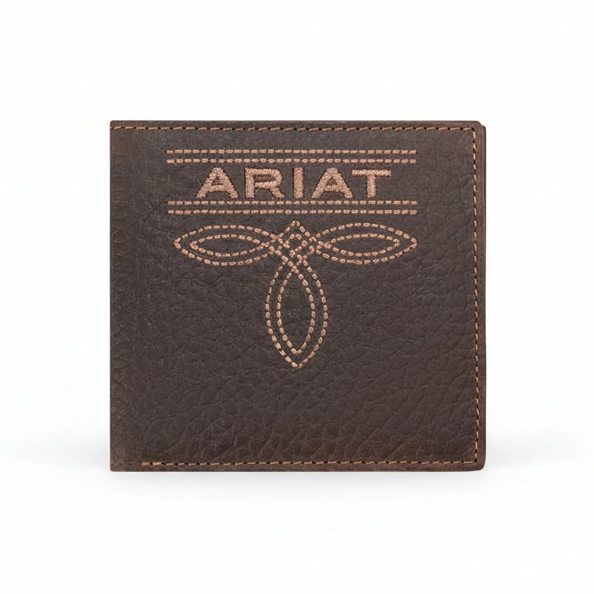 Ariat Men’s Large Bifold Style Wallet Bug Stitch - Brown
