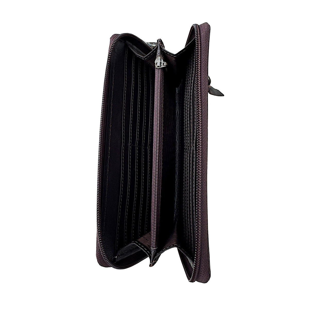 The Design Edge Women’s Tooling Cowhide Boot Stitch Clutch Wallet – Tan