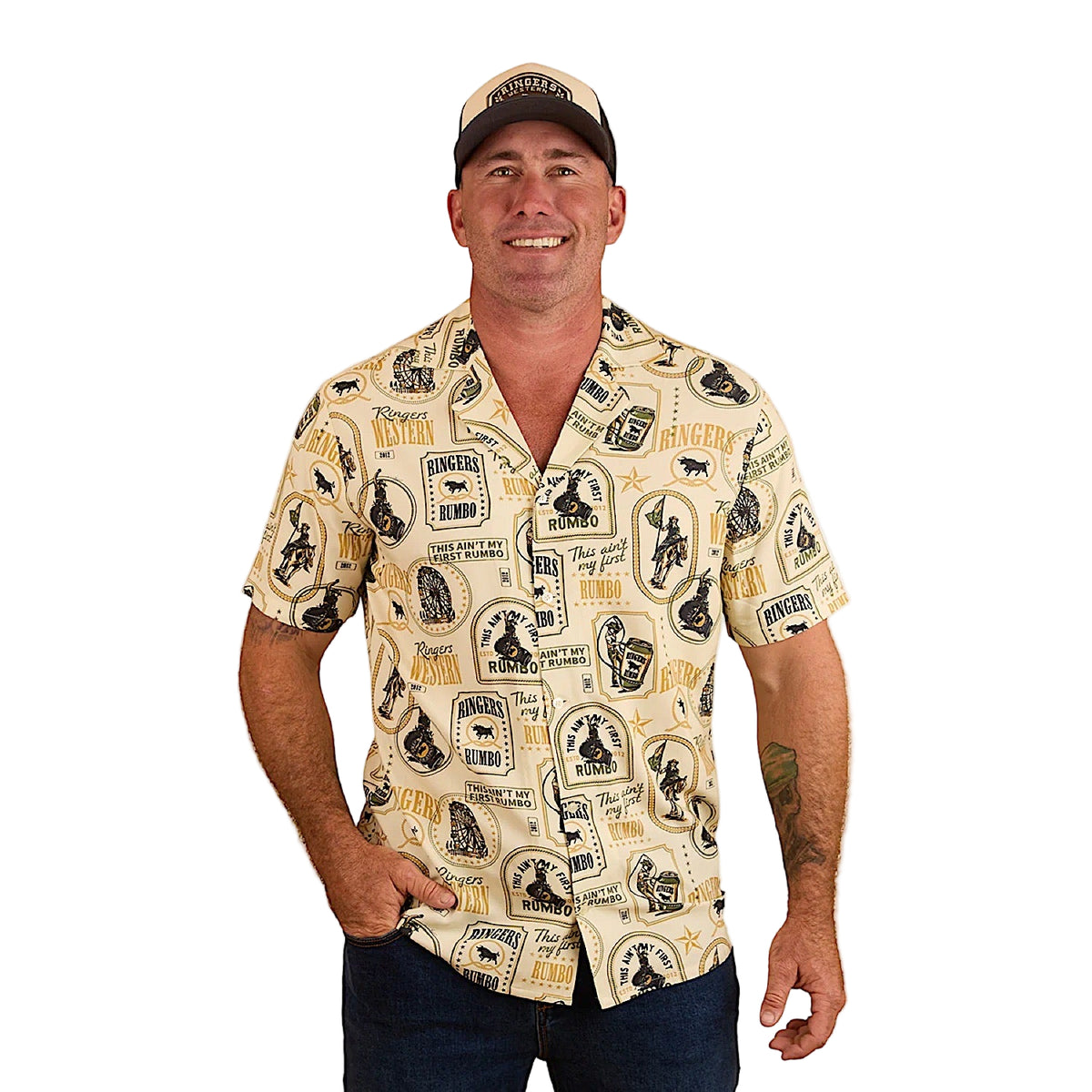 Ringers Western Men’s Aint My First Rumbo Pub Shirt - Off White