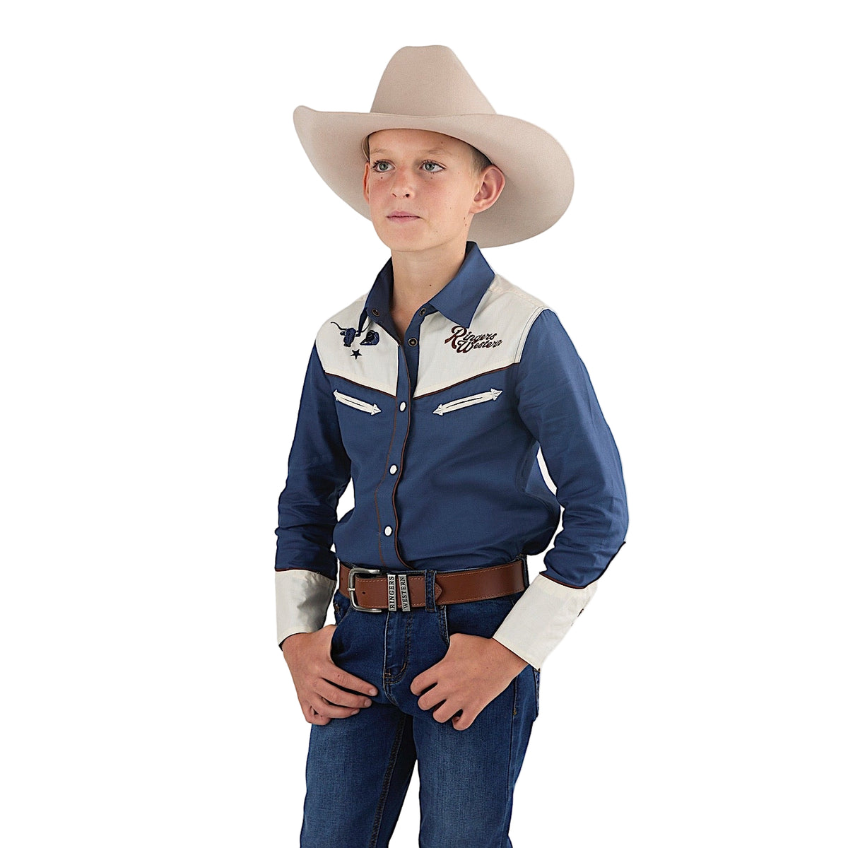 Ringers Western Kid's Alfie Western Shirt - Washed Navy