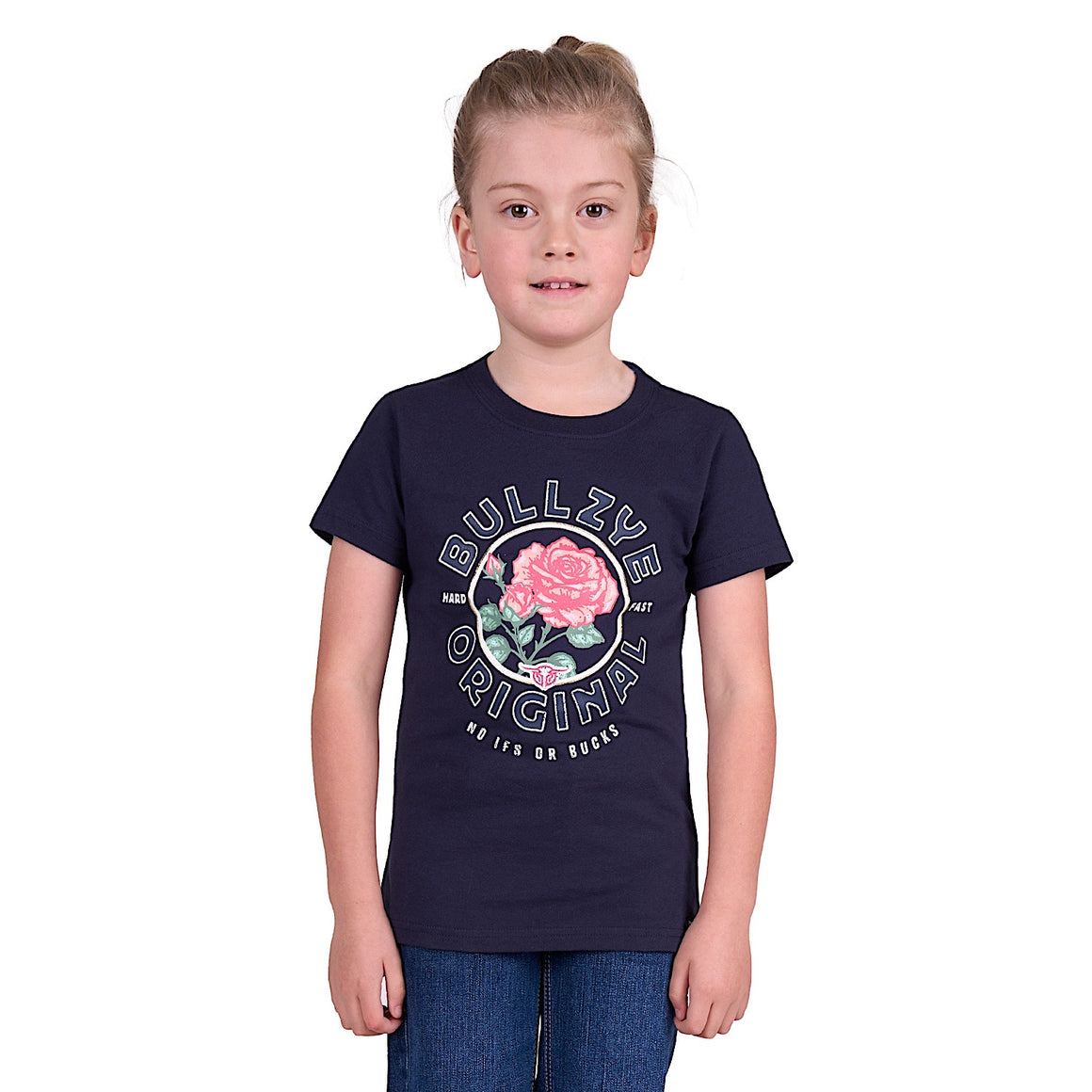 Bullzye Girl's Rose Short Sleeve Tee - Navy