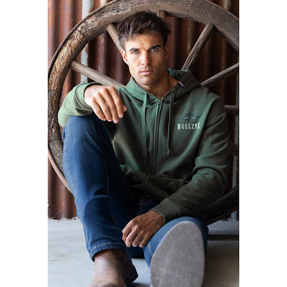 Bullzye Mens Dan Zip Through Hoodie Green