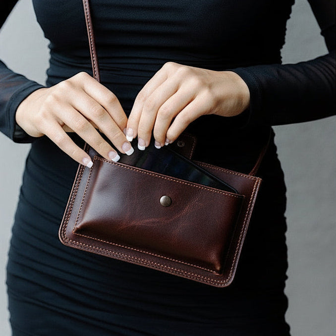 The Design Edge Women’s Cowhide Bag Sweden - Jersey Hairon Dark Brown