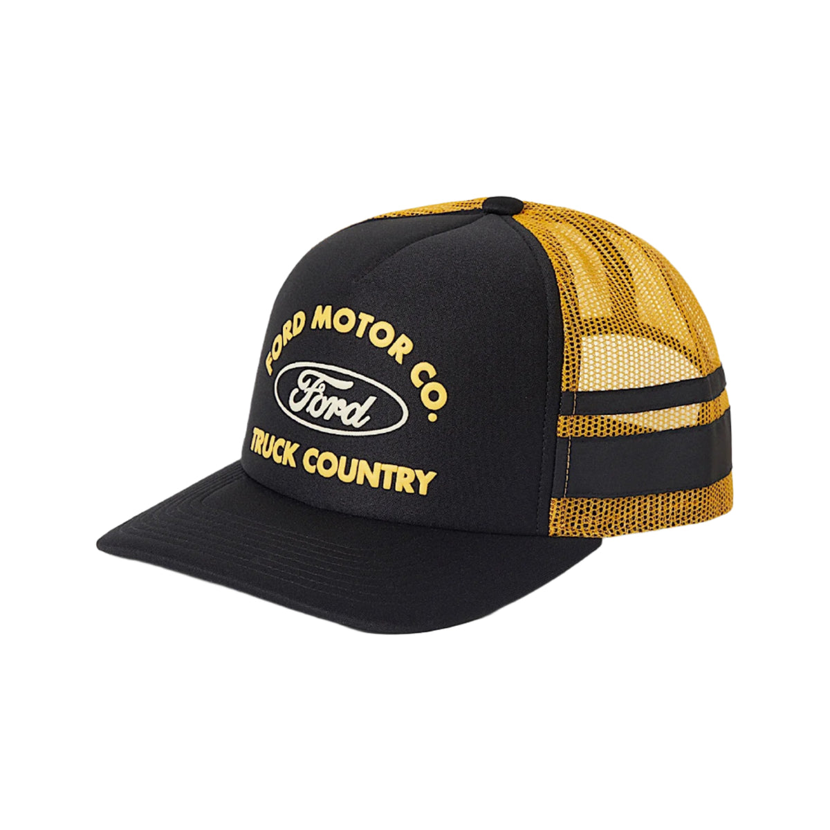 Brixton Ford Built Tough Mid Profile Trucker Hat - Burnt Rubber/Empire Yellow