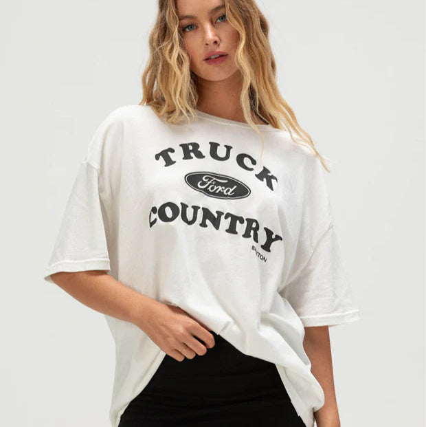Brixton Women’s Ford Truck Country Oversized Tee Wimbleton White