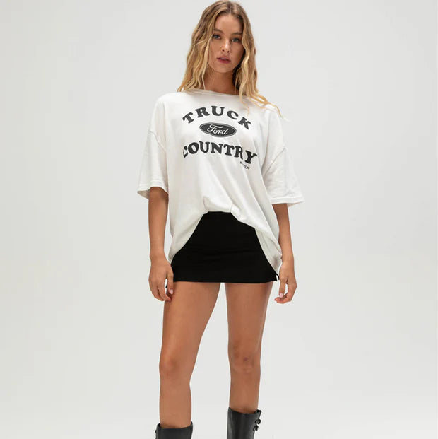 Brixton Women’s Ford Truck Country Oversized Tee Wimbleton White