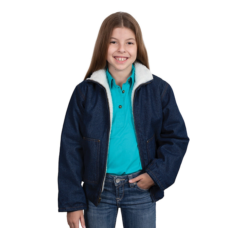 Just Country Kids Junior Diamantina Sherpa Jacket Dark Indigo