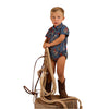 Ringers Western Mini Cowboy Babies Short Sleeve Work Shirt Romper - Yale Blue