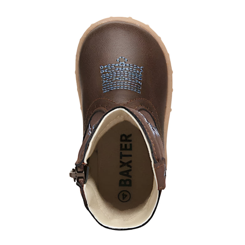Baxter Infant Western Baby Booties - Dark Brown